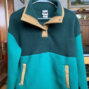 North Face Women's Fleece Button Up Medium- Two Tone Green